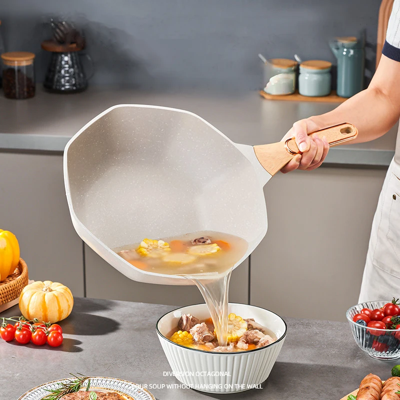Frying Pan 28cm Octagonal Frying Pan Household Egg Steak Wok Universal Cooker Nonstick Pan Kitchen Frying Cooking Saucepan