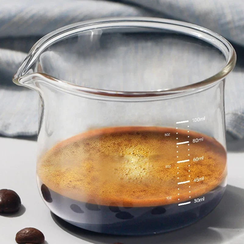 Description Picture 5 of item100ml Transparent Espresso Glasses with Scale Measuring Cup Coffee Extraction Cup Glass Milk Cups Professional Barista Tools