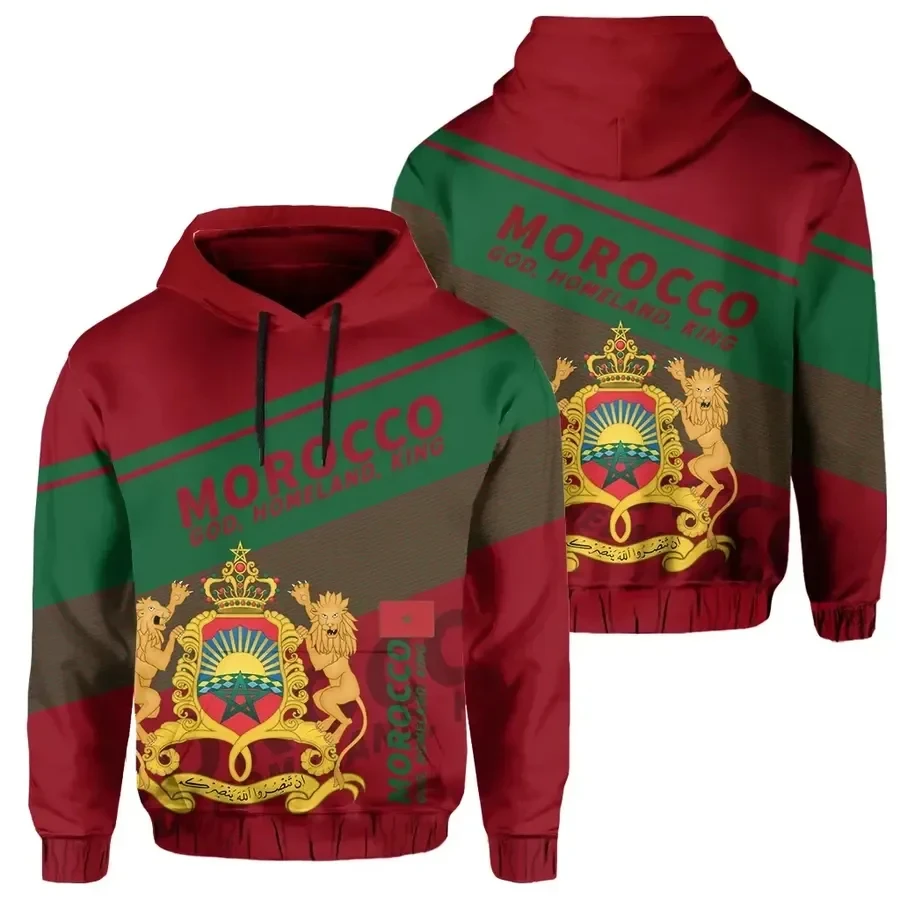 Marocco emblema nazionale bandiera felpe con cappuccio stampa 3d felpe uomo donna felpa con cappuccio oversize bambini Pullover felpe tute