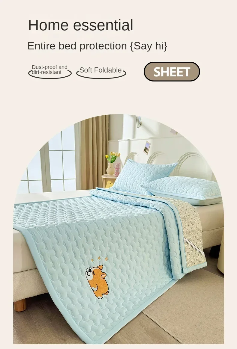 Description Picture 3 of item2024 New Light Latex Mattress Topper 1pc 90/120/150/180/200cm Corgi Embroidery Pattern Foldable Mattress