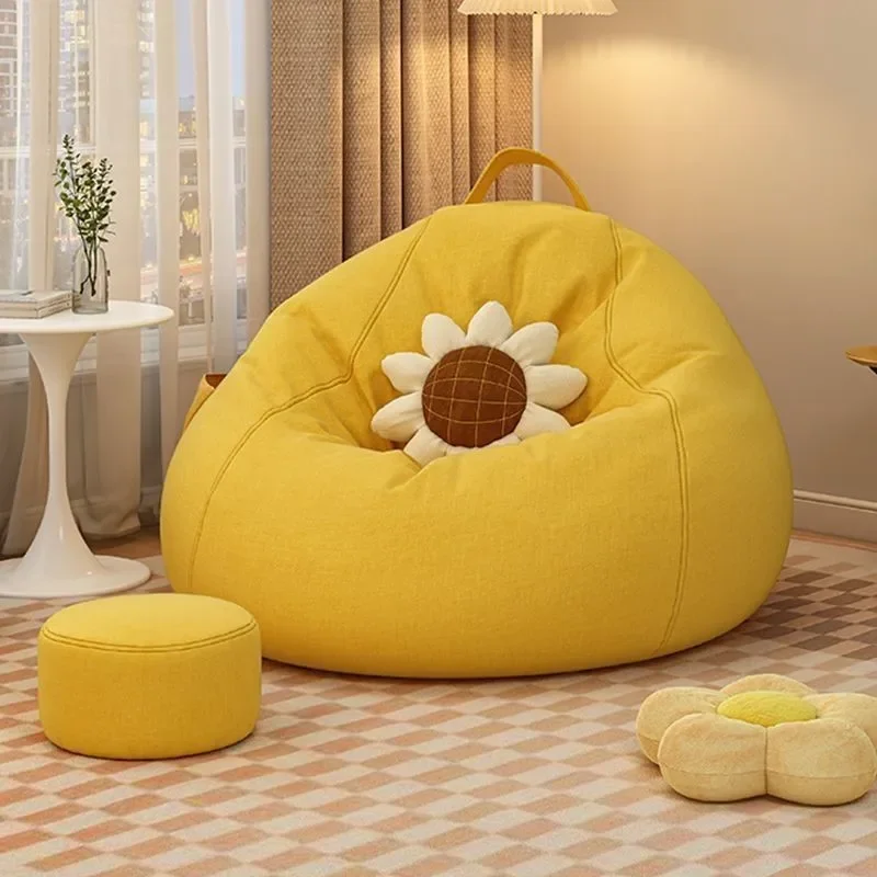 

Lazy Sofas Chairs With Pedal Pillow Floor Linen Cloth Lounger Seat Bean Bag Pouf Puff Couch Leisure Tatami Living Room Household
