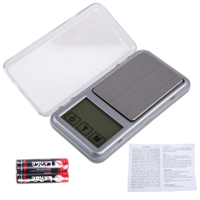 

Portable Kitchen Scale with Protective Cover LCD Backlight Display 500gx0.1g