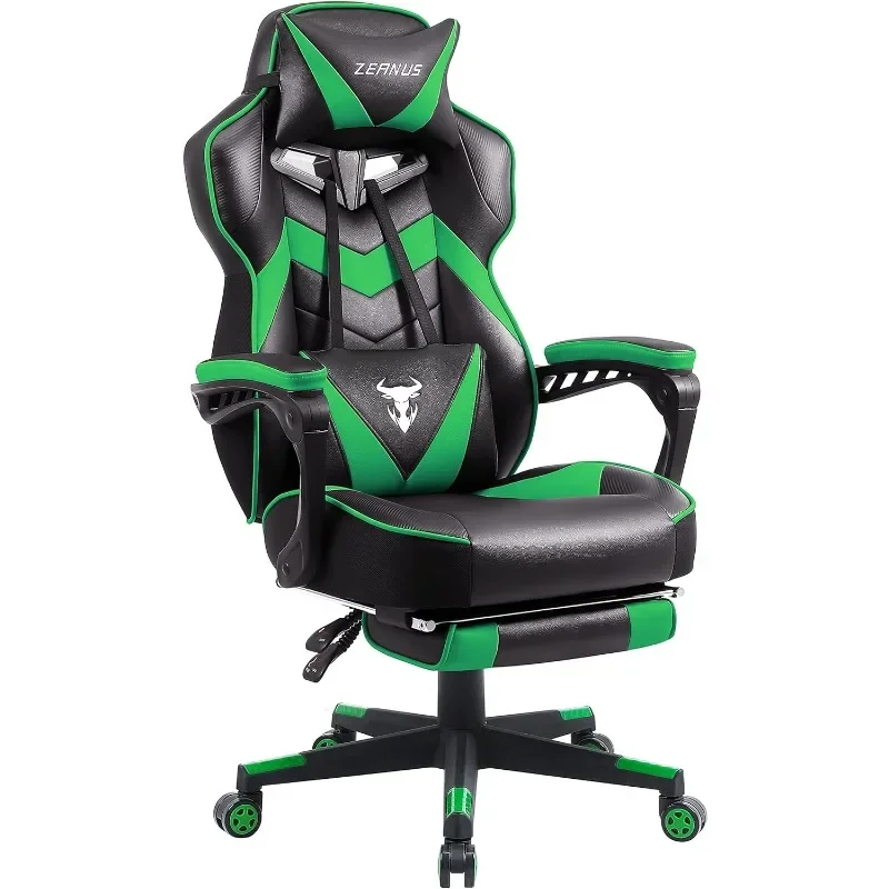 

Zeanus Green Gaming Chair Ergonomic Computer for Adults Massage Game Chair with Footrest Reclining Gamer Chair Big