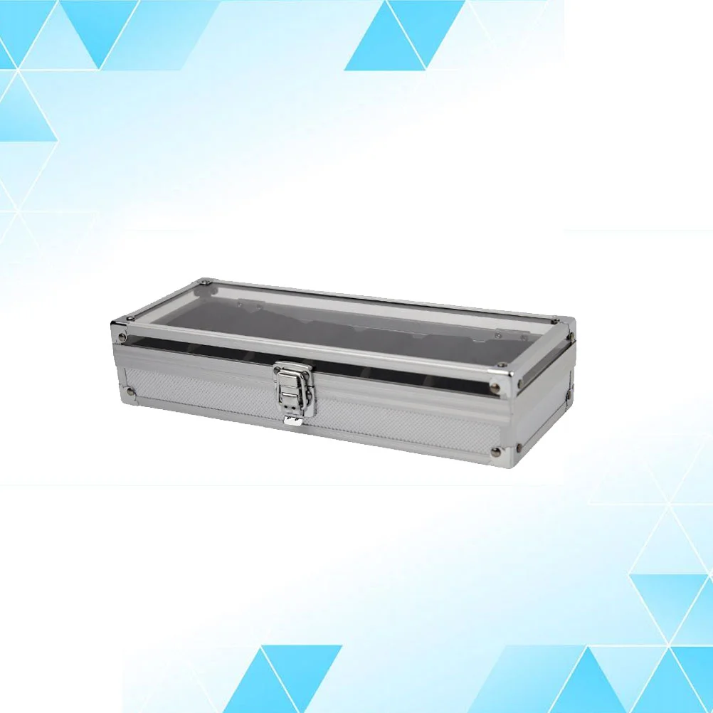 

6 Slots Watch Case Storage Case Transparent Window Aluminium Alloy Storage Organizer Portable Watch Container Display Jewelry