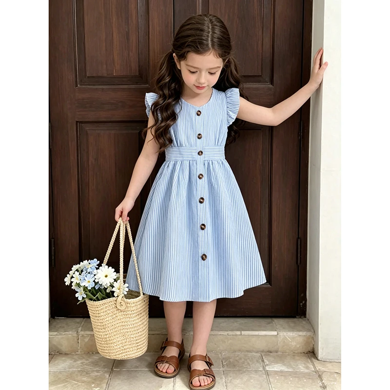 Kinderkleid für Mädchen 8–12 Jahre, Sommer-Mädchen-Dopamin-Kleid, Abschlussfeier, Geburtstag, Party, Event, frischer, süßer Stil, Mädchenkleid