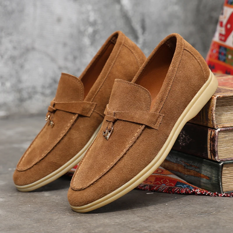 

New Loafers for Men Cow Suede Business Men Summer Shoes Dress Handmade Size 38-46 Zapatos De Vestir Hombre