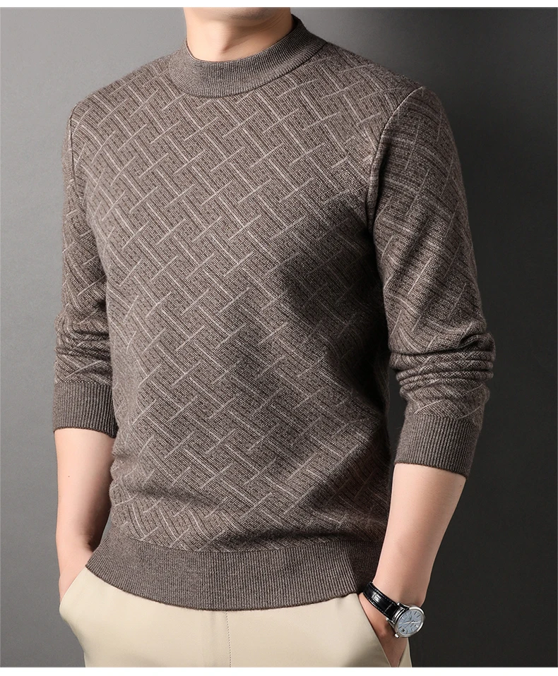 New Brand Luxury Knit Sweaters Wool Striped O Neck Men Clothing Autumn ...