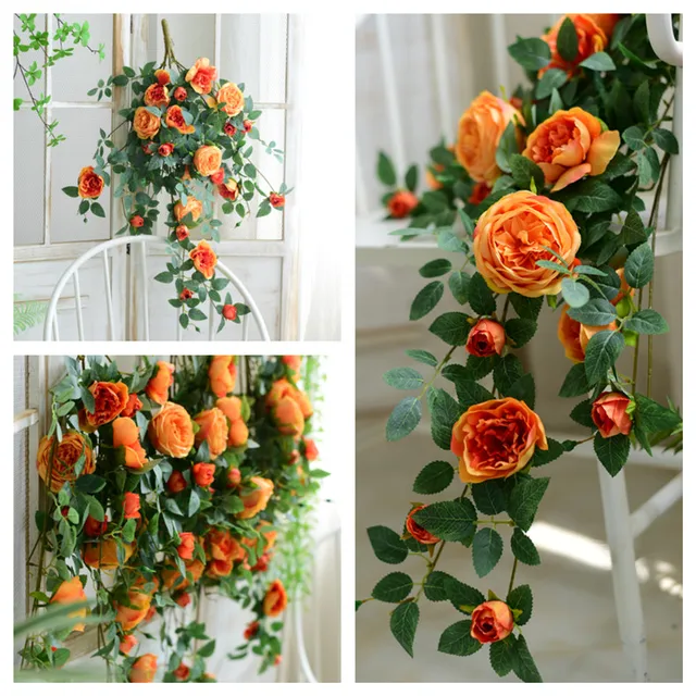 220cm simulation rose rattan decoration hanging flower winding