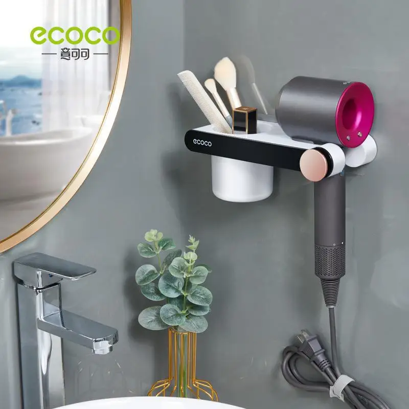 Efficient Ecoco Hair Dryer Holder and Bathroom Organizer with Cable Management