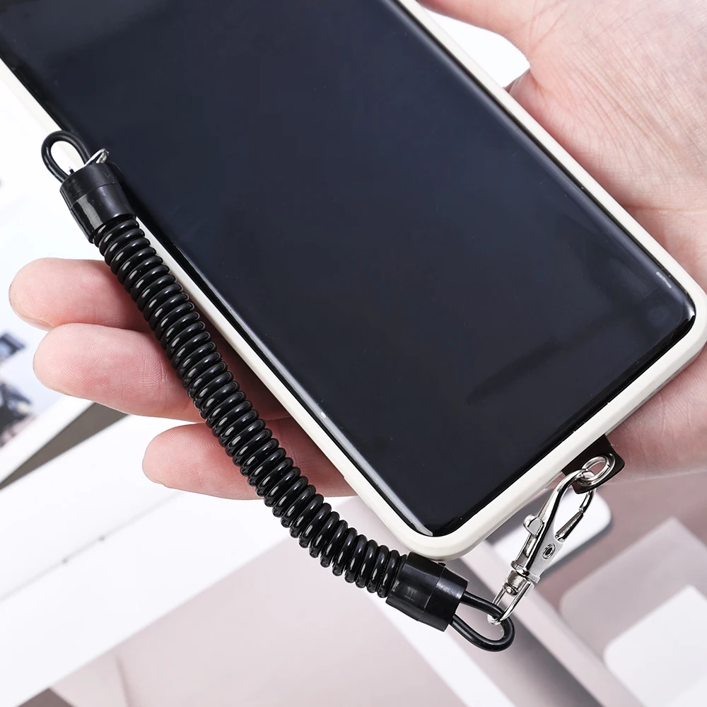 Telescopic Anti-theft Spring Lanyard Gasket Phone Safety Tether with Card Universal Phone Charm String Smartphone Straps