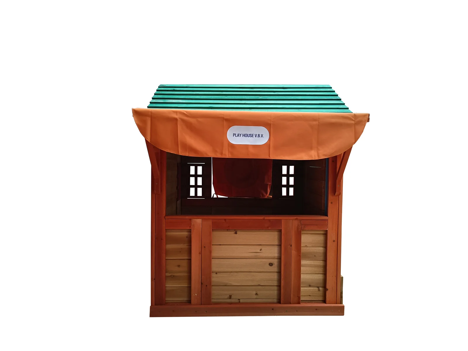 4-in-1 Outdoor Kids Game House Garden Solid Wood Playhouse with Different Games On Every Surface For Garden Supplies 2