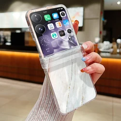 Colorful Marble Pattern Transparent Shockproof Phone Case - Hard PC Clear Folding Cover for Xiaomi Mix Flip (A645)