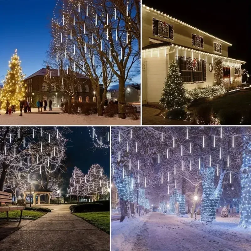 Description Picture 5 of item1/2/3/4 Set Patio Street Meteor Shower Festoon Led Light Outdoor Garlands Garden Light Xmas Tree Decor for Christmas Decorations