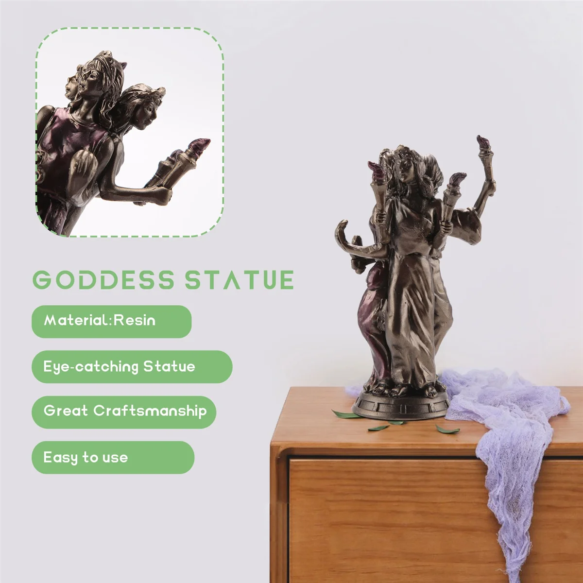 Estatua de resina de tres diosa griega Vintage, escultura de Diosa Hecate de Triple forma, artesanía, adorno de decoración de escritorio para el hogar