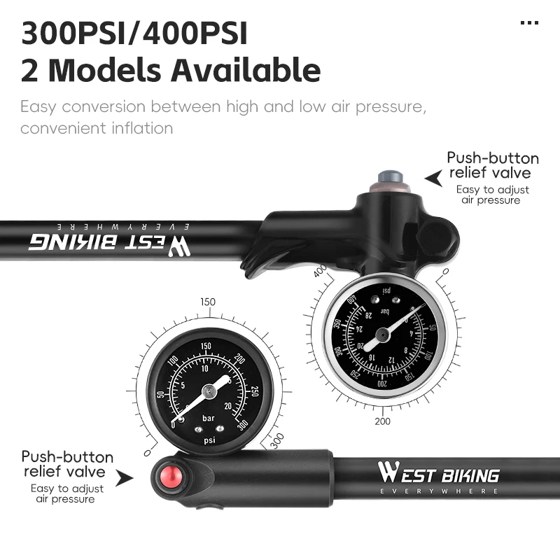 400PSI Bike Shock Pump with Gauge 2