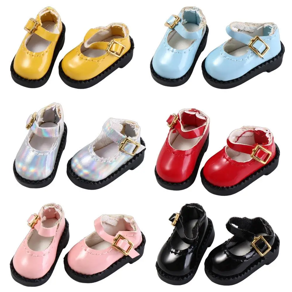 1Pair PU Leather ob11 Doll Sandals Mini Round Toe 12 BJD Doll PU Shoes Cute 2.7*1.3cm OB11 Princess Shoes Clay Dolls