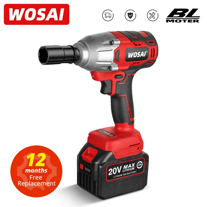 Wosai Mt-Series 600N.M 20V Brushless Electric Wrench Socket Li-Ion Batteria A Batteria A Batteria A Percussione Per Auto Pneumatici Utensili Elettrici