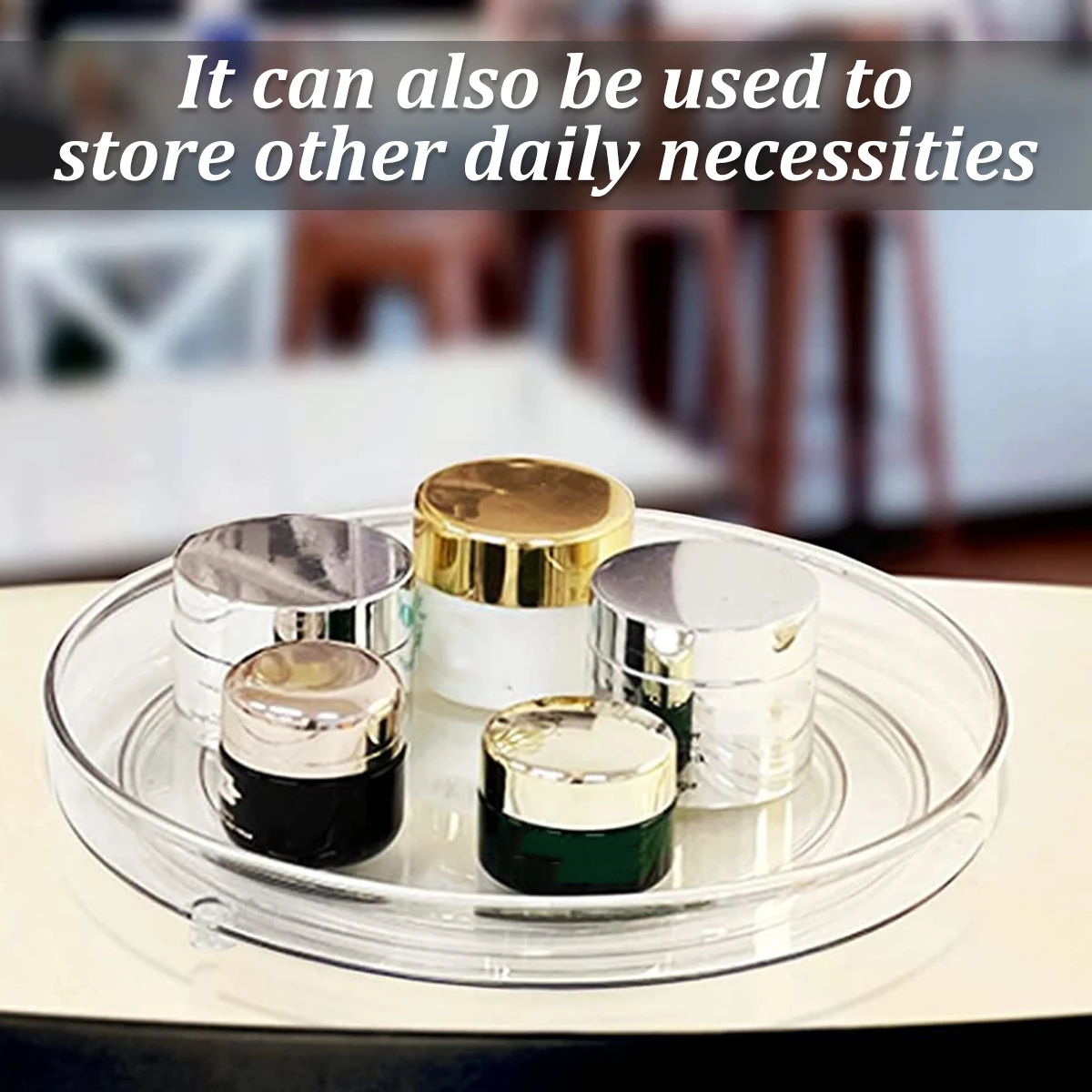 Turntable Organizer Lazy Susan Turntable Organizer Clear Rotating Multifunctional Turntable Spice Rack For Kitchen Cabinet Table 4