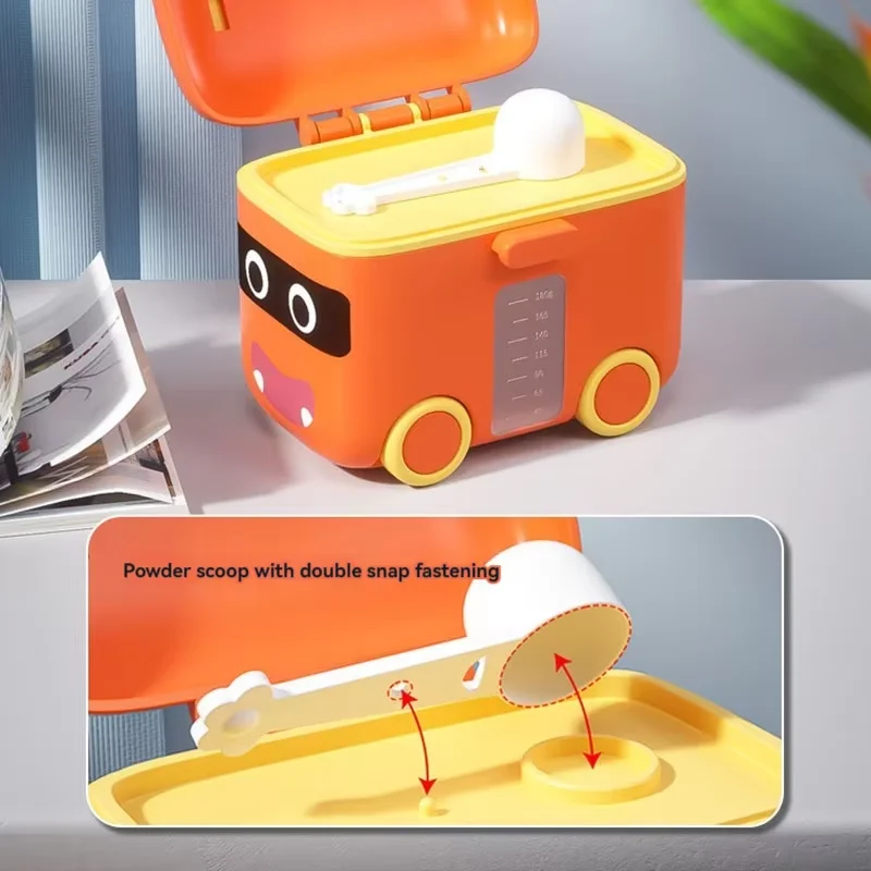 Baby Milk Powder Box with Four Compartments, Rotatable Formula Dispenser, Portable Milk Powder Container for Baby