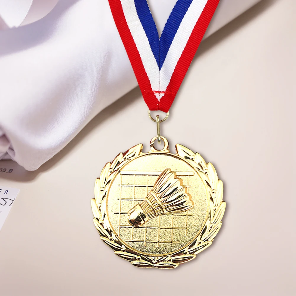 5cm Badminton Medal Gold/Silver/Bronze Medal with Neck Ribbon Metal Winner Medals Badminton Award Medals for Party Activities