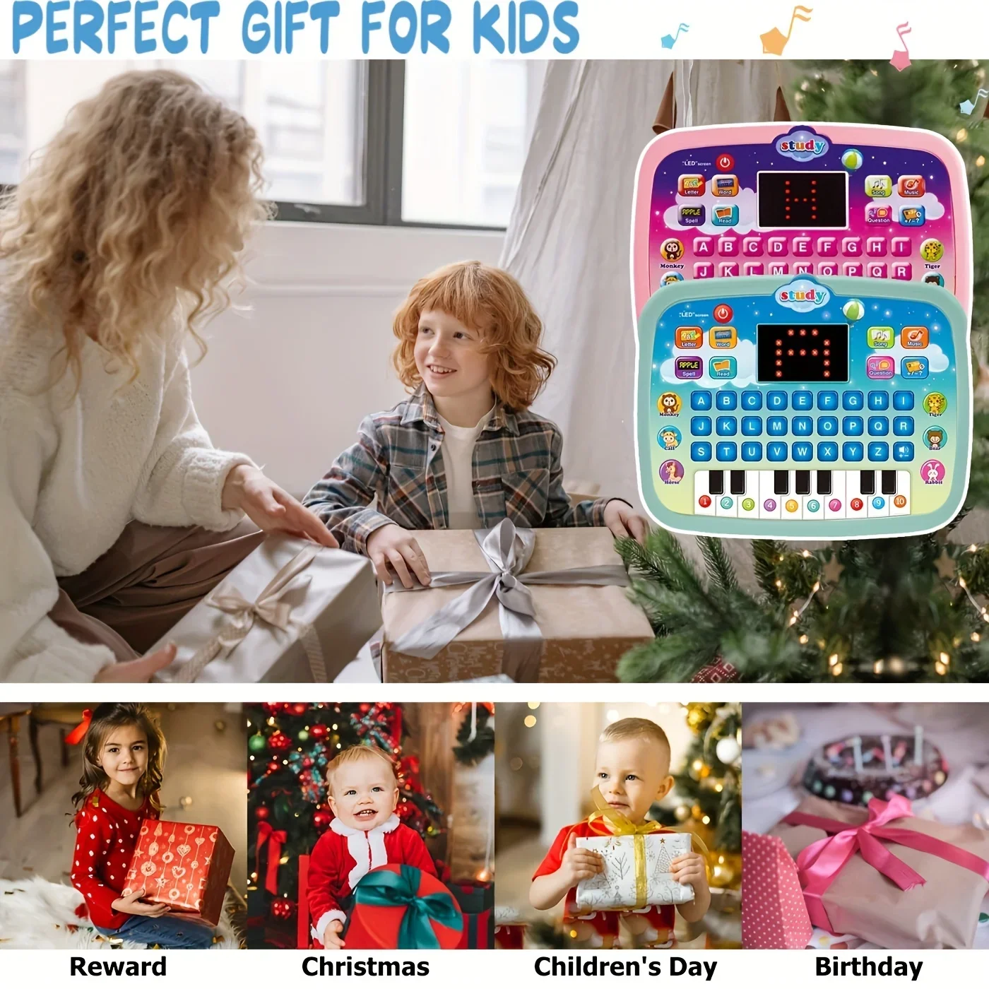 Tablet Interactive Electronic Learning Pad Toy With LED Screen,  Alphabet Numbers Word Music Math For Boys&Girls Christmas Gift 5