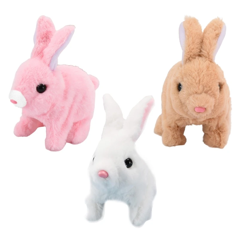 Электрическая игрушка кролик, плюшевый кролик на батарейках, прыгающий кролик, интерактивные игрушки, подарки для детей, и кролик плюшевые игрушки кролик мягкая и плюшевая искусственная кукла сопровождающая спящего ребенка игрушка подарки для детей