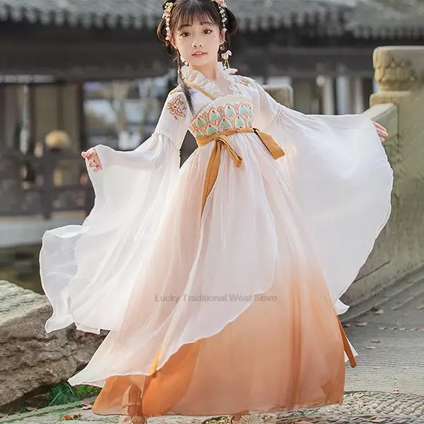 Traditional Chinese Hanfu Outfit Ancient Princess Folk Dance Stage Costumes Oriental Adult And Children Vintage Cosplay Dress