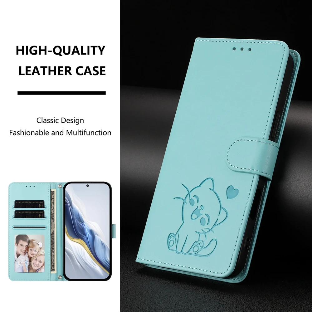 3D Cute Cat Flip Leather Phone Case - Stylish and Protective Cover in Multiple Colors