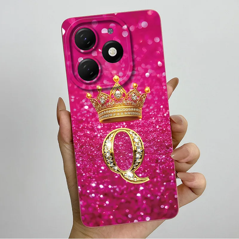 Crown Letter Silicone Soft Phone Case with Camera Protection and Back Cover Bumper