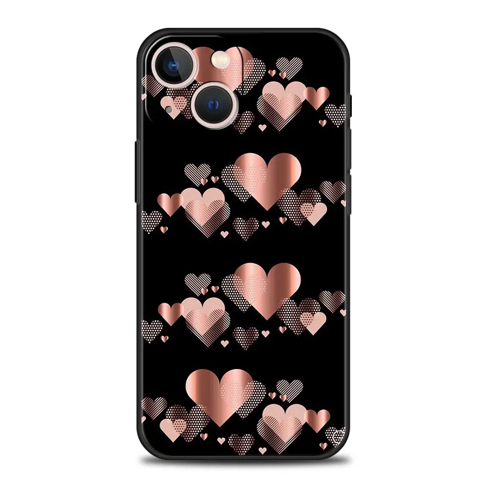 Gold Rose Love Heart Soft TPU Phone Case Cover