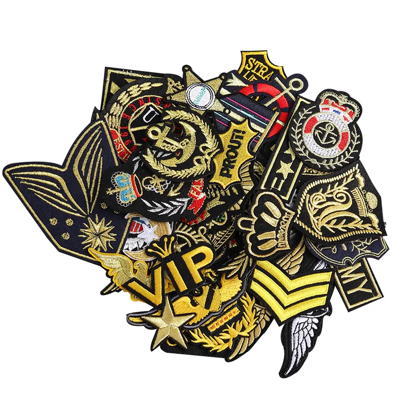 Golden Letters Icon embroidery Patches Clothe Golden Wings