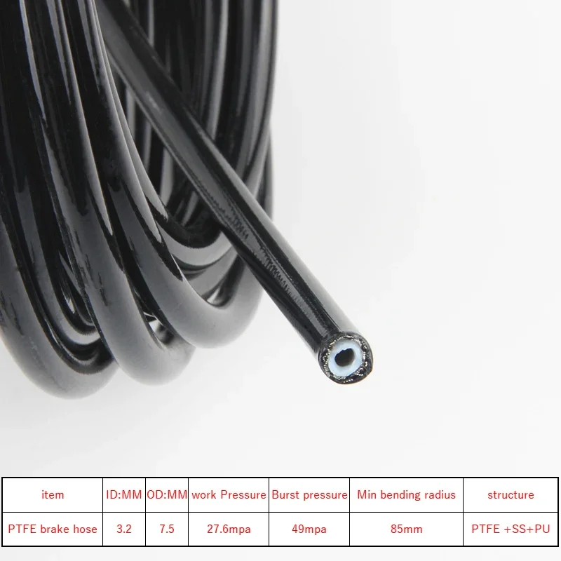 Motorcycle AN3 5m/lot Braided Stainless Steel Nylon Brake Line Hose Fluid Hydraulic Hose Ptfe Brake Line Gas Oil Fuel Tube Pipe