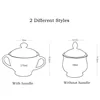 Sugar Bowl, Europe Style Bone China Coffee Set Accessory, Storage Container, Pot with Lid, Caddy, Kitchen Seasoning Box 6