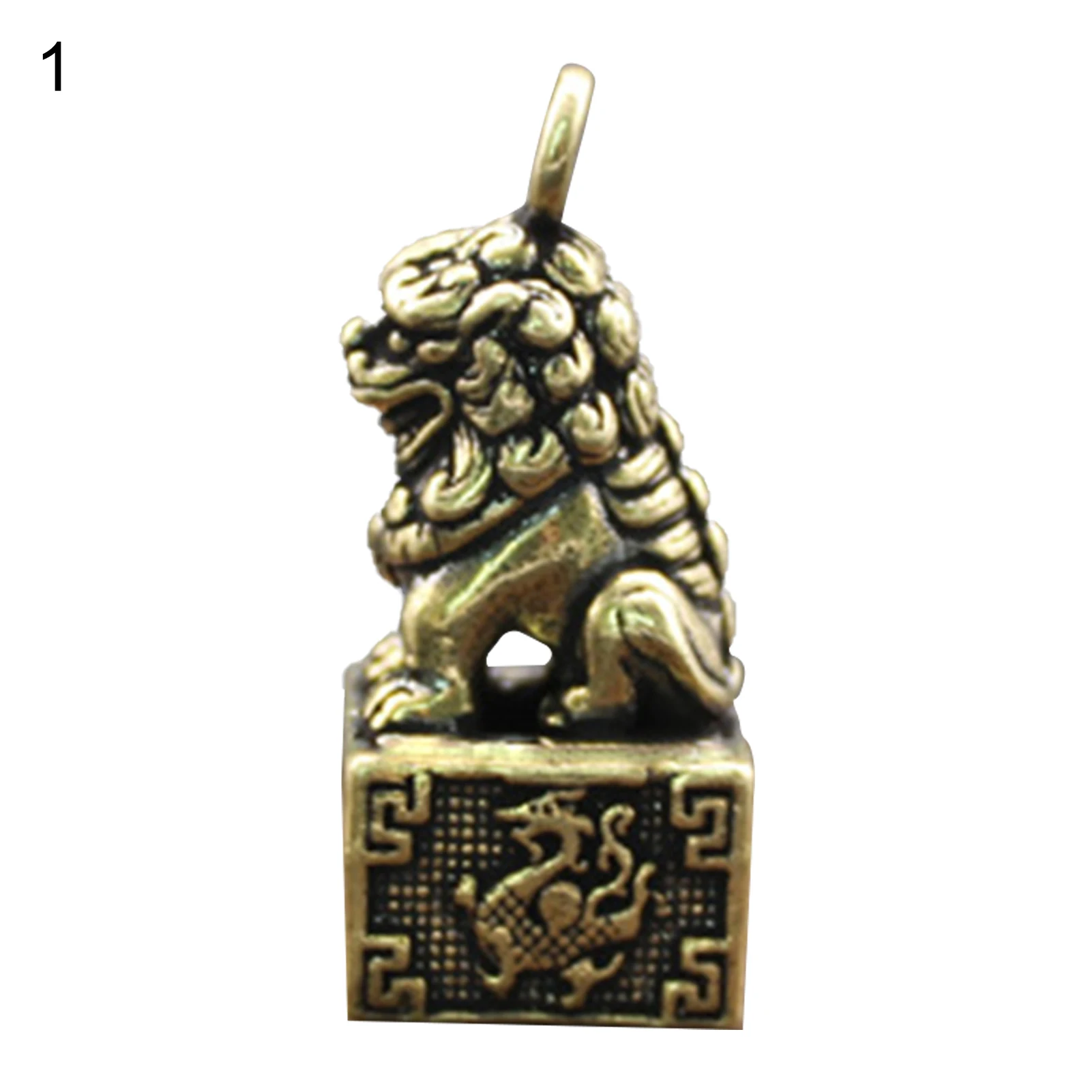

GCG Auspicious Design Animal Seal Statue Rust-proof Copper Four Symbols Mythical Beast Pixiu Figurine for Home Animal Seal Scu