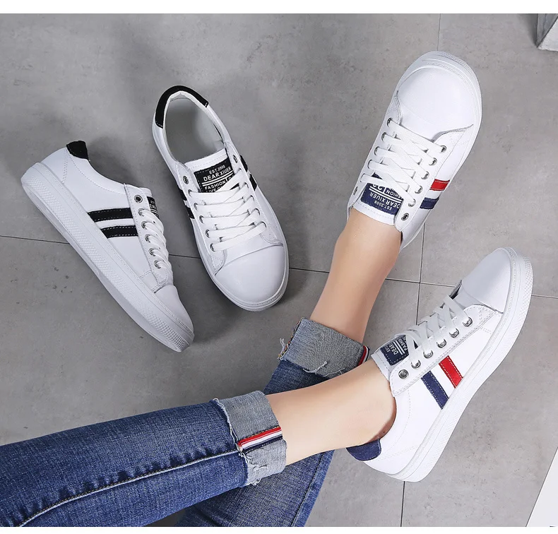 2023 Women's Genuine Leather Sneakers Women Casual Fashionable Sports Shoes Vulcanized White Flat Shoe Ladies White Sneakers