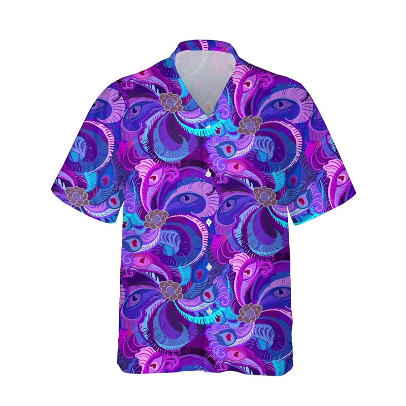 

Peacock 3d Printed Shirts Men Fashion Hawaiian Shirt Short Sleeve Casual Beach Shirts Boys Single-Breasted Blouse Men's Clothing