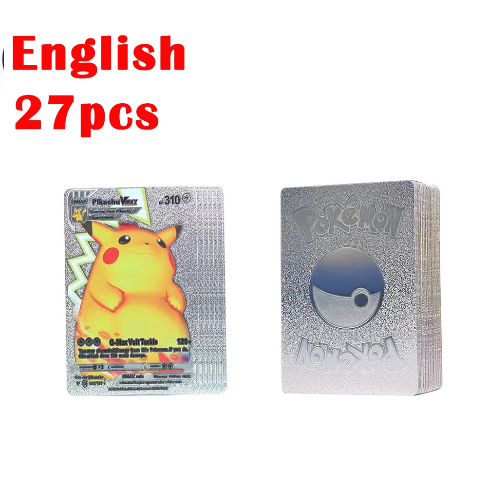 Boîte de cartes de jeu Pokémon Pikachu doré et argenté, carte de jeu  Charizard Vmax Gx, espagnol, anglais, français, cadeau garçon, 11-55 pièces  - AliExpress