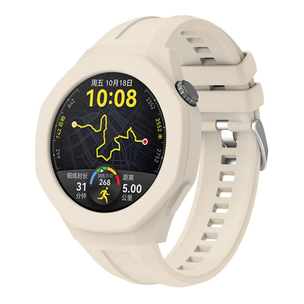 Silicone Strap and Case for 46mm Watch - Adjustable Single Color Wristband