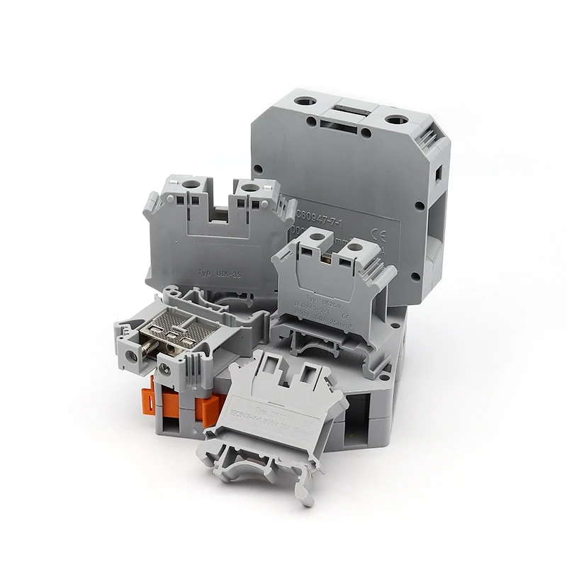 Din Rail Terminal Blocks Wire Electrical Conector Terminal Connector Screw Cable Strip Power Distribution Block 4PCS UK-2.5B/10N