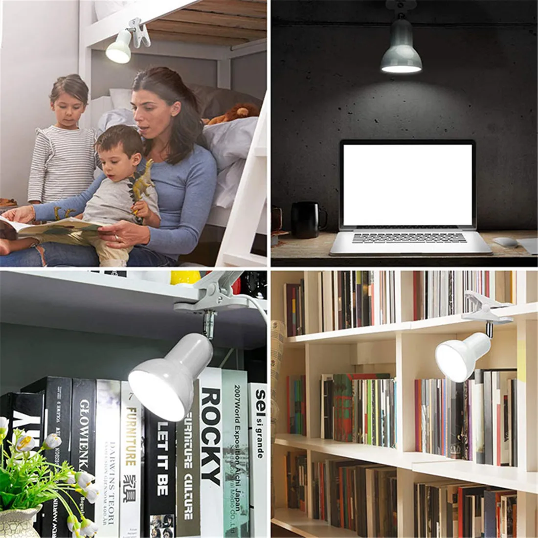 Black White E27 Desk Lamp for Dorm Room Clip DIY Table Lamp Holder Replaceable Light Source led Table Lamp Clip lamp for Reading 6