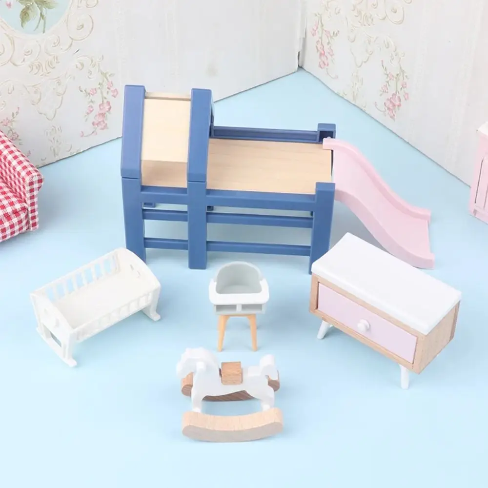 1:12 Dollhouse Wooden horse Toy Dollhouse Trojan Horse Simulation Dining Chair Model Simulation Miniature Dollhouse Furniture