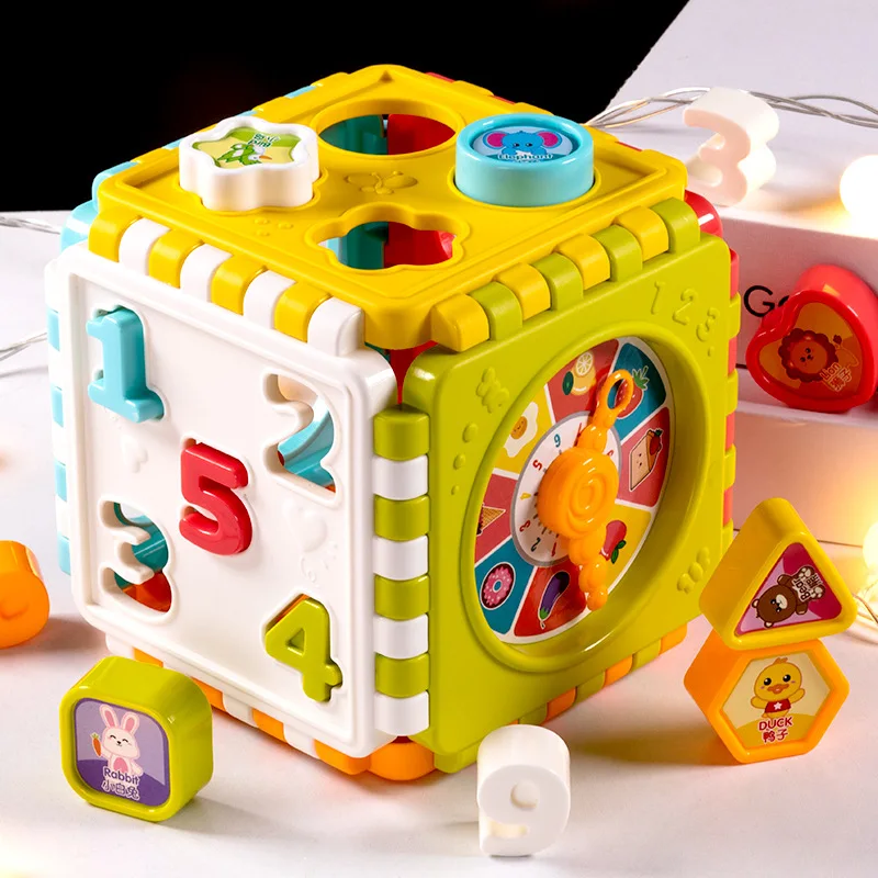 Baby Activity Cube Toddler Toys 7 in 1 Smart Games Educational Color Shape Sorter Musical Toy Bead Maze Counting Learning 3