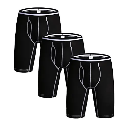 Boxer Uomo A Gamba Lunga Sportivi 3 Pezzi – Biancheria Intima In Poliestere/elastan, Traspirante, Con Tasca Ergonomica 3D, Taglie S-3XL