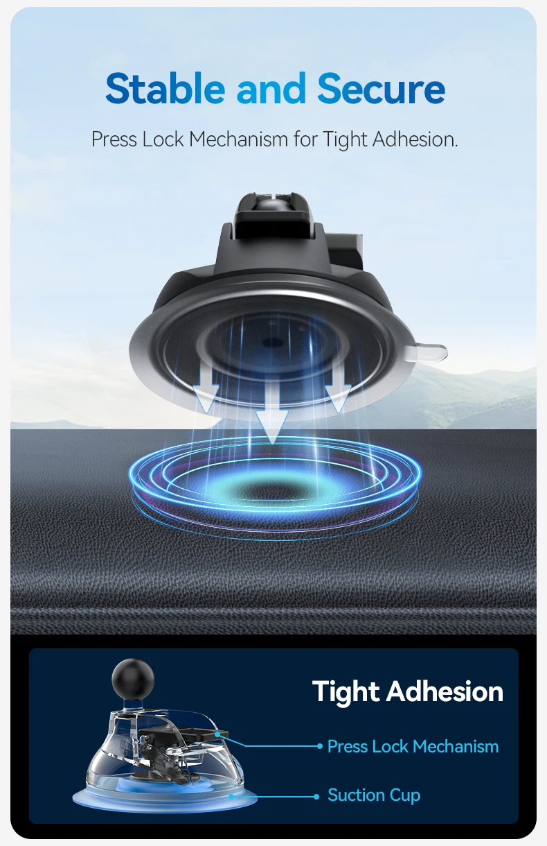 Magnetic Car Phone Holder Suction Cup 360° Adjustable Car Mount Stand For Mobile