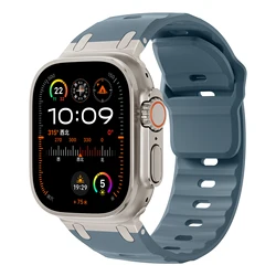 Sport Silicone Strap with Stainless Steel Clasp - Premium Watch Band Bracelet for 42mm 44mm 45mm 49mm (Ocean blue)