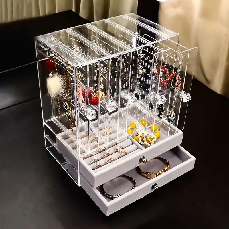 Big Size Jewelry Box Organizer Transparent Plastic Jewelry Boxes for Women Necklace Bracelet Earrings Display Stand Accessories