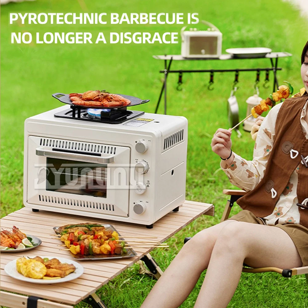 Household multi-functional outdoor gas pizza oven, 2-in-1 card oven, portable small baking oven 6