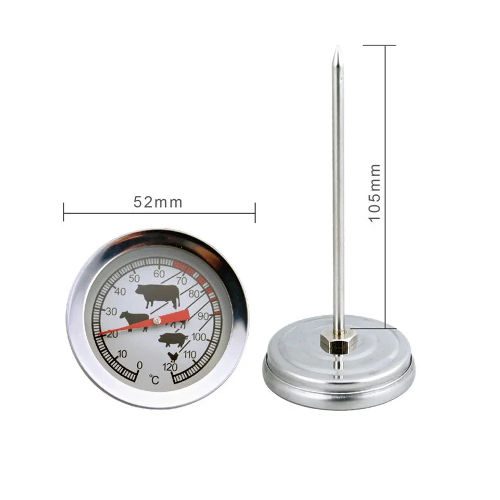 1-2PCS Dial Kitchen Thermometer 304 Stainless Steel 0-120 Degree Meat Temperature Probe Baking Cooking BBQ Temperature Meter