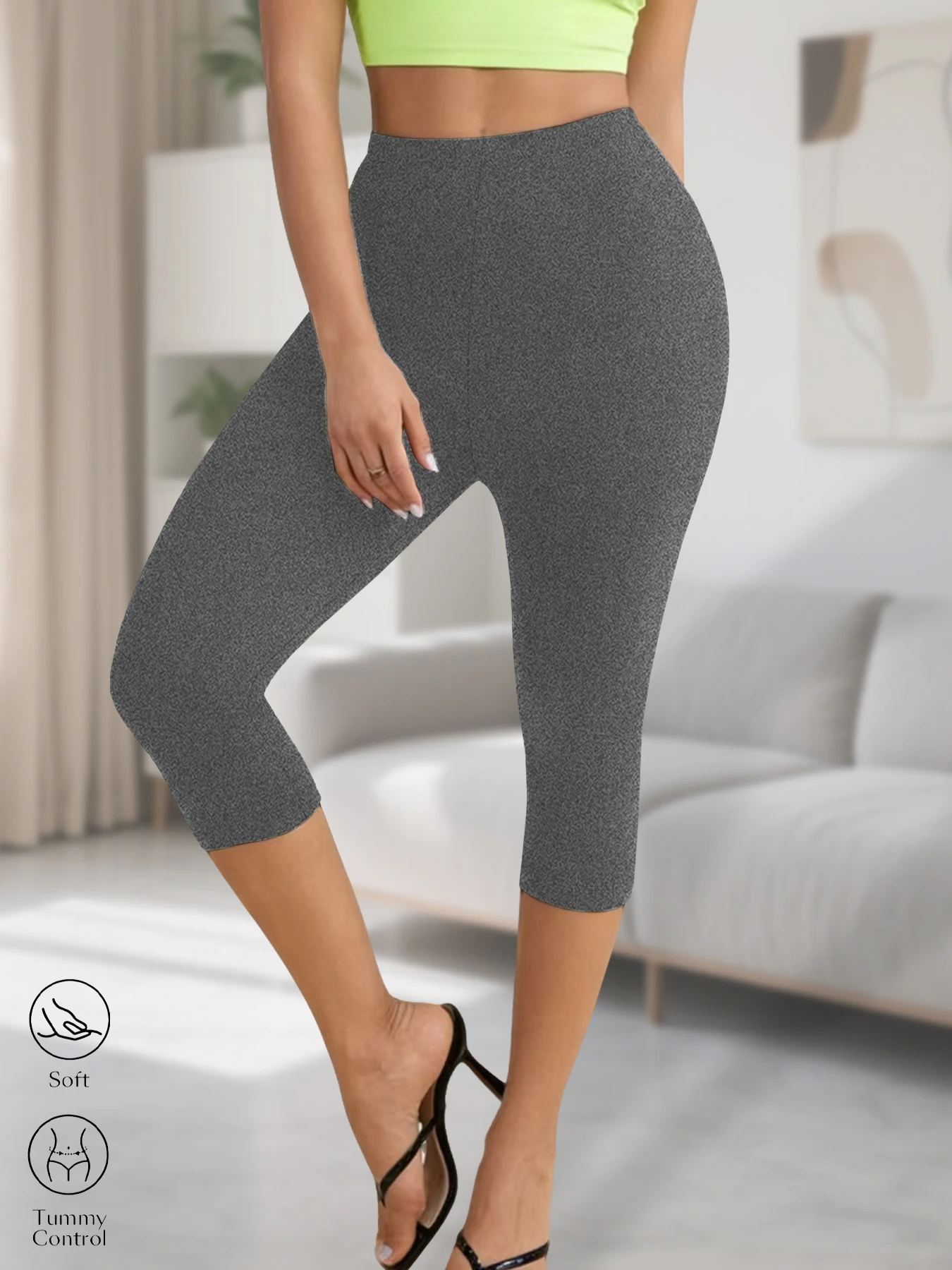 Superweiche Yoga-Laufhose für Damen, Capri-Leggings, nicht durchsichtig, für sportliches Training, Freizeit-Leggings für zu Hause – Detail 8