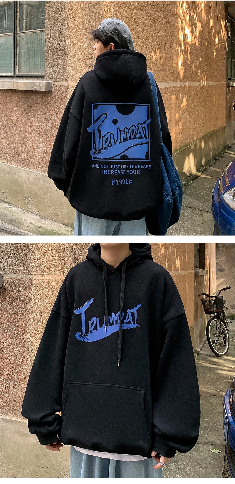 

2023 plush thickened men's sweater new China-Chic high street hip-hop hoodie clothes autumn and winter loose fashion coat